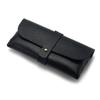 Estuche para gafas en stock, venta al por mayor, estuche para gafas de cuero negro, hebilla de clavo de PVC, bolso suave, estuche para gafas de sol, estuche para gafas de sol