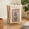 Cesto de Roupa Suja para Banheiro Doméstico, Cesto de Armazenamento Móvel, Caixa de Armazenamento Dobrável para Quarto, Cesto de Roupa Suja