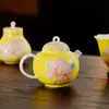 Colección de Juego de Té Cerámico para el Hogar Pintado a Mano con Lirio Amarillo de Porcelana Arita de las Dinastías Tang y Song, Juego de Té Kung Fu, Tetera, Gaiwan, Tazas de Té
