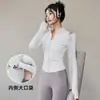 Jaqueta Cardigan Esportiva de Yoga com Zíper de Secagem Rápida Feminina Jaqueta de Corrida Fitness Manga Longa Top Alta Elasticidade Respirável Roupa Esportiva de Treinamento