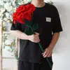 Paquete de Material de Tejido Rosa Tailandés Ramo Tejido Terminado Hecho a Mano Decoración de Flores Ramo para el Día de la Diosa Regalo