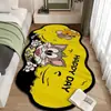 Alfombra de Cama de Terciopelo de Cristal con Dibujos de Cachorros, Alfombra de Dormitorio Antideslizante Absorbente de Agua con Forma Especial, Felpudo de Cama para el Hogar, Alfombra Refrigerante