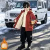 2423 Jaqueta Corta-Vento com Forro de Fleece para Meninos Roupas de Outono Inverno Acolchoadas para Crianças 2026 Nova Parka Estilosa para Bebê