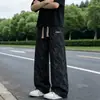 Pantalones de chándal anchos bordados tie-dye estilo callejero americano para hombre, marca de moda, pantalones deportivos rectos holgados de otoño, pantalones de talla grande