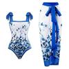 Amazon 2023 Europeia e Americana Nova Edição Fixa Impressa Duas Peças One-Piece Swimsuit Conservador Coberto Hip Skirt Spot Swimsuit