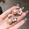 Pinza para el pelo pequeña de flor rosa, dulce y elegante, Pinza de perla de moda para flequillo, Nuevo accesorio para el pelo lateral para mujer