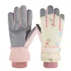 Luvas de urso de desenho animado por atacado para senhoras, luvas de inverno espessas forradas com lã, luvas de inverno à prova de vento e frias para andar de bicicleta