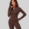 Chaqueta de Yoga Moldeadora de Alta Elasticidad para Otoño Invierno con Control de Abdomen para Mujer, Ropa Exterior Deportiva de Fitness, Sensación de Segunda Piel, Transpirable, Manga Larga, Top para Correr