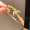Pulsera Abierta de Cadena con Circonita Bañada en Oro Real Pulsera de Moda Simple Retro Europea y Americana Joyería de Lujo Ligero de Alta Gama para Mujeres