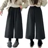 Calças Largas com Forro de Fleece para Meninas, Calças Boot Estilosas Infantis, Calças Espessas para Outono e Inverno, Calças Tendência Oito Pontos de Celebridade da Internet para Meninas
