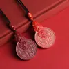 Colgante de Pixiu de Cinabrio Crudo Flor Fantasma de Montaña Colgante de Collar de Arena Dorada Púrpura de Alto Contenido Arena Roja Imperial Venta al por Mayor Dropshipping