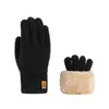 Luvas de dupla camada novas transfronteiriças com forro de fleece, espessadas, jacquard de fleece ártico, luvas quentes de inverno para ciclismo e esqui