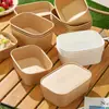 Caja de Almuerzo Desechable de Papel Kraft para Comercio Exterior Transfronterizo Rectangular de Papel para Llevar Caja para Almuerzo Ligero Caja para Ensalada Ovalada