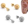 Pendientes Esféricos de Acero Inoxidable Pulido de Alta Gama de Venta Caliente Transfronteriza Pendientes Cilíndricos Roscados de Zircón para el Cuidado del Oído