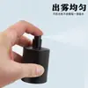 Frasco de perfume cilíndrico preto fosco com múltiplas especificações em estoque, frasco de vidro cosmético de alta qualidade para refil com tampa de encaixe, frasco de spray de pressão portátil