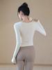 Ropa de yoga para mujer, top deportivo de alta calidad con almohadilla para el pecho, corte entallado, manga larga, para entrenamiento de pilates y fitness, para principios de otoño.