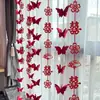 Decoraciones para Cortinas, Colgantes de Boda, Set de Decoración para Habitación de Boda, Sala de Estar, Dormitorio, Balcón, Tira Larga con Palabras Felices, Tela Colgante de Mariposa, Decoraciones de Flores