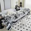 INS Four Seasons Nordic Chenille Cobertura Completa Jacquard Tingido Preto e Branco Onda Dot Amor Sofá Toalha Almofada Sofá Capa Toalha
