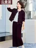 Elegante conjunto de jaqueta jeans estilo mãe para mulheres, meia-idade e idosos, conjunto fino de duas peças da moda para primavera e outono, estiloso e nobre para primavera e outono