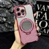 Adecuado para iPhone 17 Funda de Teléfono con Bolsa de Aire Electrochapada con Brillo, Apple 16 Soporte de Espejo Succión Magnética 1415 Funda Blanda Anticaída