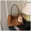 Bolso Tote Retro Casual Transfronterizo para Mujer 2025 Otoño Nuevo Estilo Coreano Moda Tendencia Lunares Bolso de Axila Bolso Grande de Capacidad para Mujer