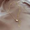 Collar de acero de titanio con diseño de cintura pequeña de tablero de ajedrez para mujer, moda coreana, temperamento, cadena para suéter de otoño e invierno, diseño de sensación de cintura pequeña
