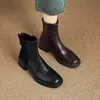 Botas estilo Martin de cuero suave para mujer talla grande con cremallera trasera, colección otoño/invierno 2026, forradas de felpa para abrigar, tacones de 6 cm de altura, tallas 40-43