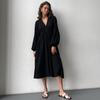 2026 Europeu e Americano Inverno Nova Moda Solta Casual Algodão Feminino Camisola Manga Longa Cor Sólida Crepe Respirável Roupa de Casa