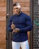 Camisa deportiva ajustada informal de manga larga con solapa para hombre, estilo informal, para negocios, sin planchado