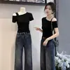 Camiseta Feminina de Verão 2026, Novo Estilo, Manga Curta, Um Ombro Só, Estilo Puro e Sexy, Modelagem Justa, Valoriza o Corpo, Deslumbrante Top Tomara que Caia