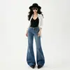 Jeans acampanados de cintura baja estilo retro americano para mujer, primavera y otoño, adelgazantes, favorecedores, versátiles pantalones de mezclilla