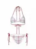 3 Colores Estilo Coreano Modelo Nuevo para Niñas, Bikini Sexy de Cuadros Estilo Japonés de Pecho Pequeño de Dos Piezas, Bikini Retro para Vacaciones en la Playa