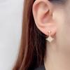 Aretes Coreanos de Trébol de Cuatro Hojas de Oro de 18K con Aguja de Plata 925 para Mujer, Aretes de Alta Gama Elegantes, Simples, Lujo Accesible, Aretes de Circonita, Joyería