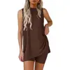 Comercio exterior transfronterizo Amazon 2026 camiseta casual sin mangas de cuello redondo suelta cómoda y elegante para mujer con pantalones cortos de cintura elástica para uso en casa