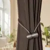 Cortina de Chuveiro Atacado Transfronteiriço de Linho Sintético Tecido à Prova d'Água Espessada Divisória de Banheiro Cortina de Pendurar com Fivela Magnética