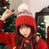 Gorro de Lana Tejido Estilo Fair Isle Retro para Mujer en Otoño e Invierno, Gorro Cálido y Versátil con Protección para las Orejas, Gorro Pequeño Suelto que Muestra la Cara