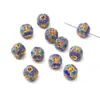 Cuentas Espaciadoras de Cloisonné con Goteo de Aceite de Aleación para Atraer Riqueza y Fortuna, Cuentas Redondas, Cuentas Sueltas con Mantra de Seis Caracteres, Cadena para Teléfono Móvil DIY Hecha a Mano