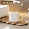 Vaso rayado para enjuague bucal, Vaso simple para lavarse la cara en casa, Vaso de plástico grueso para cepillo de dientes estilo Ins para parejas con asa