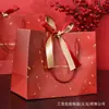 Bolsas de regalo rojas para el Festival de Medio Otoño, bolsas de tela para pasteles de luna al por mayor, bolsas de papel en stock con cintas, venta al por mayor desde la fábrica original