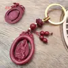 Colgante Llavero de Cinabrio de Alto Contenido Loto de Cinabrio Pixiu Llavero Arena Dorada Morada Colgante para Cadena de Bolso de Teléfono Móvil de Buena Suerte