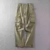 Calça cargo masculina preta de perna reta, modelagem solta, com múltiplos bolsos, marca da moda, estilo coreano para primavera e outono, calça masculina casual e versátil