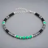 Pulseira com Fecho Lagosta e Corrente Extensora, Contas Espaçadoras Cilindricas de Pedra Natural Lápis Lazúli e Olho de Tigre, Mais Vendido Internacional da Amazon