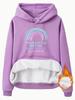 Moletom feminino transfronteiriço Outono e inverno feminino bolso canguru com capuz manga comprida forrado de lã espessado YOURLITTLE estampado