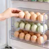 Caja de Almacenamiento de Huevos para Puerta Lateral de Refrigerador de Cocina, Gran Capacidad, Uso Doméstico, Estante Creativo Plegable para Huevos con Ranuras