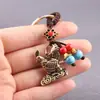 Llavero del zodíaco de cobre puro, cerdo, gallo, dragón, serpiente, tigre, conejo de latón, colgante para coche y bolso, adorno del zodíaco hecho de cobre