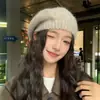 Gorro de Punto de Lana con Estilo Coreano para Mujer, Boina Gruesa de Invierno, Gorro Cálido de Moda para Otoño e Invierno, para Mujeres con Circunferencia de Cabeza Grande