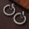 Brinco de Clipe Francês Retro Círculo Torcido Giratório Disco para Espiral de Mosquito Moda Círculo Liso Textura Espiral Brincos de Alto Padrão Venda Quente