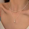 Collar Minimalista de Gota de Agua de Doble Capa para Mujer, Cadena para Clavícula Nueva de Personalidad Elegante Versátil a la Moda Tendencia de Cadena de Cuello de Nicho Ins