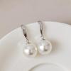 Aretes Casuales y Versátiles de Plata S925 Aretes de Perlas Shijia Elegantes Aretes Cortos Elegantes y Exquisitos Gancho para Oreja de Plata Plata Esterlina