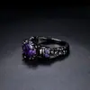 Anillo para Mujer Huajie Retro Negro Dorado Calavera Circonita Morada Estilo Punk Halloween Joyería Popular Cruz Venta al por Mayor